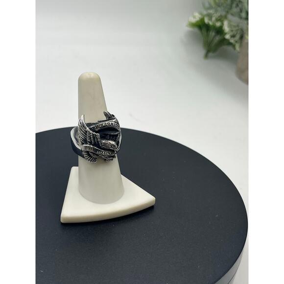 Live to Ride, Ride to Live Stainless Steel With Eagle Motorcycle ring sz 8.25 - Picture 2 of 8